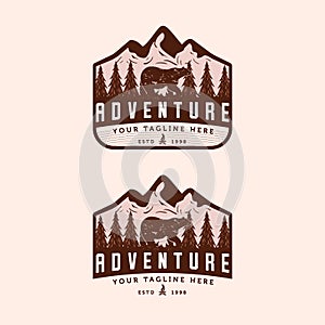 Set of Adventure Vintage Logo Vector Illustration Design. Hand Drawn Outdoor Logo Badge Template Design. Old Vintage Outdoor