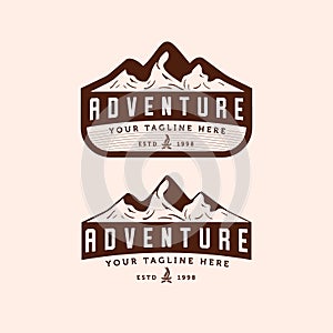 Set of Adventure Vintage Logo Vector Illustration Design. Hand Drawn Outdoor Logo Badge Template Design. Old Vintage Outdoor