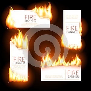 Set of advertisement banners with spurts flame photo