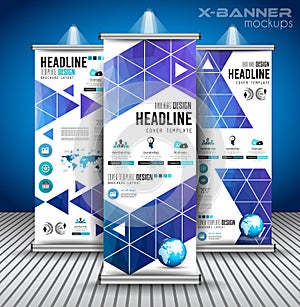 Set of Advertisement roll up business flyers or brochure x-banners
