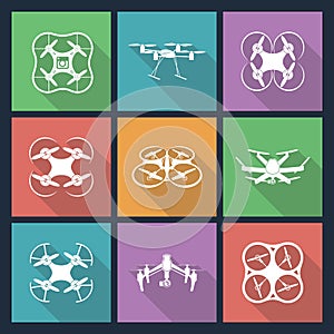 Set of aerial drone footage emblems.