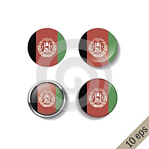 Set of AFGANISTAN flags round badges photo
