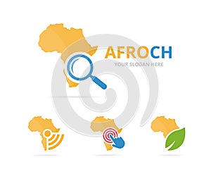 Set of africa logo combination. Safari and magnifying symbol or icon.