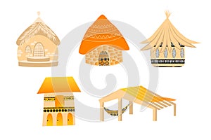 Set African and Orientals houses, vector illustration