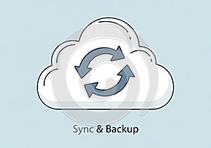 Set against a light blue background, the cloud is white with dark blue arrows