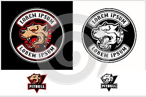 Set of aggressive pitbull vector badge logo template