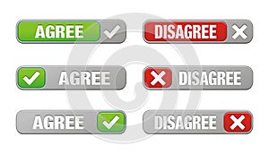 Set of agree and disagree buttons