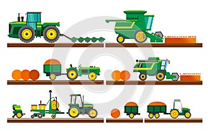 Set of agricultural equipment on white background