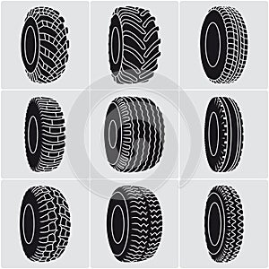 Set of agricultural and truck tires