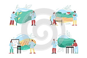 Set about agronomy, vector flat illustration on white background.