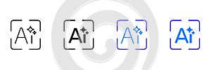 Set of AI Generate Line And Solid Icon Set. Artificial Intelligence and Machine Learning Technology Outline And