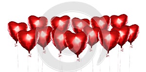 Set of Air Balloons. Bunch of red color heart