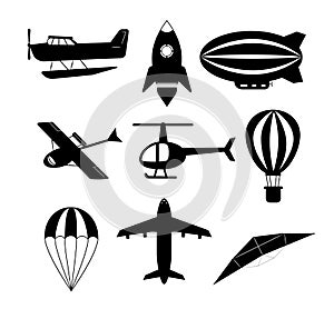 Set of air transports set. Vector