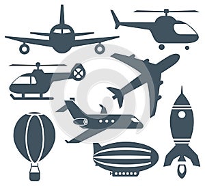 Set of aircrafts icons