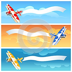 Set of Airplane with Blank Banner