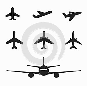 Set of airplane icon on white