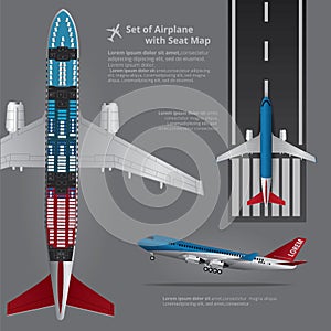 Set of Airplane Landing with Seat Map