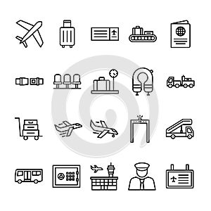 Set of airport outline icon style