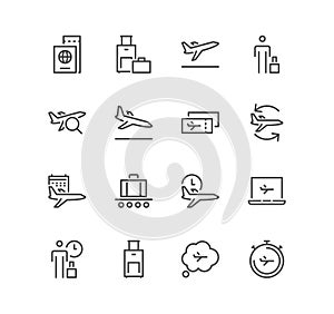 Set of airport related icons.