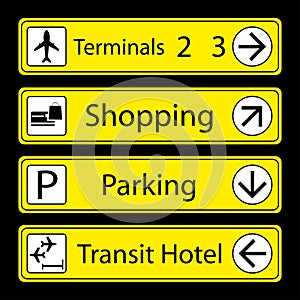 Set of Airport Signs with icons