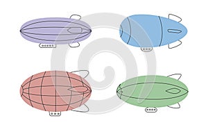 Set of airships in doodle style.