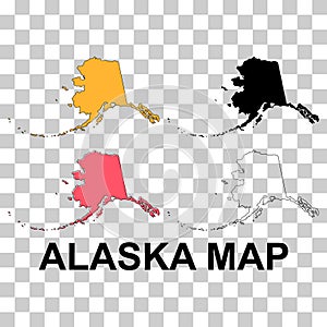 Set of Alaska map, united states of america. Flat concept icon vector illustration