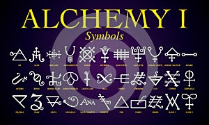 Set of Alchemy Symbols. photo