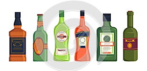 Set of alcohol bottles vector