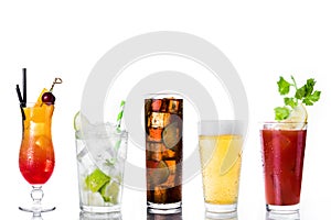Set of alcohol drinks isolated