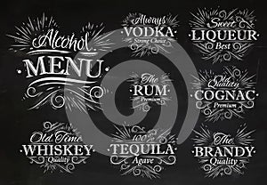 Set alcohol menu chalk