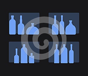 set of alcoholic drinks bottles