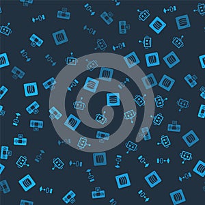 Set Algorithm, Artificial intelligence robot, Server, Data and AI on seamless pattern. Vector