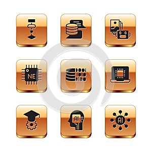 Set Algorithm, Graduation cap, Humanoid robot, Binary code, Processor CPU, Artificial intelligence, Neural network and