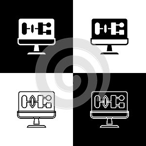 Set Algorithm icon isolated on black and white background. Algorithm symbol design from Artificial Intelligence