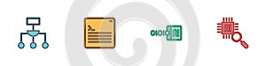 Set Algorithm, Web developer programming code, Binary and Processor CPU icon. Vector