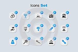 Set All-seeing eye of God, Candlestick, Medieval goblet, Ghost, Bow tie, Old hourglass, Handcuffs and Psilocybin