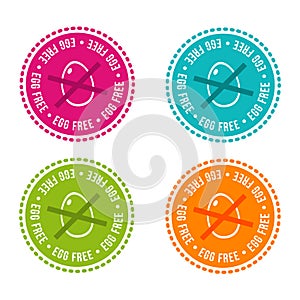 Set of Allergen free Badges. Egg free. Vector hand drawn Signs. Can be used for packaging Design.