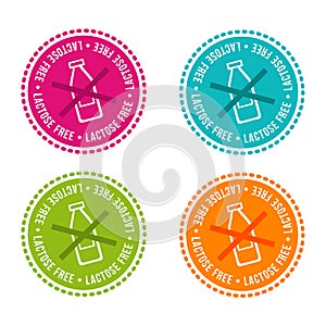 Set of Allergen free Badges. Lactose free. Vector hand drawn Signs. Can be used for packaging Design.