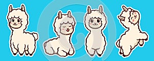 Set of alpaca â€“ llama characters stickers
