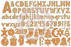 Set of alphabet holidays gingerbread cookies