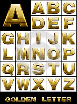 Sada abecední v zlato kov 
