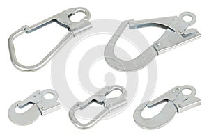 Set of Aluminum carabiner isolated on a white background