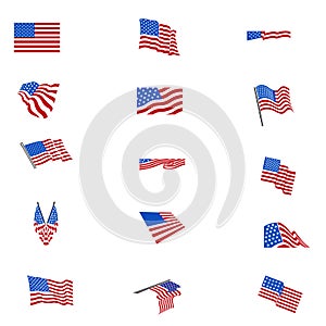 Set of american flags FLAG