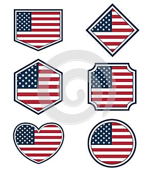 Set of American flags and hearts3