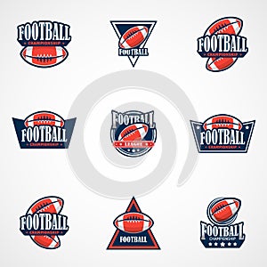 Set of American Football Logo Template. Vector College Logos Ill photo