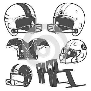 Set of American football monochrome style for emblems ,logo and labels.