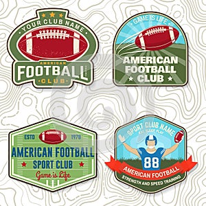 Set of american football or rugby club embroidery patch. Vector for shirt, logo, print, stamp, patch. Vintage design