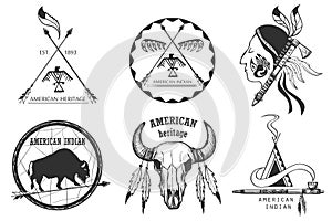 Set of american indian emblems