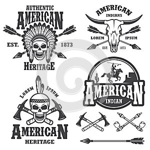 Set of american indian emblems