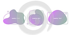 Set of amoeba templates for presentation in gradient colors. Various liquid shapes with a copy space for text